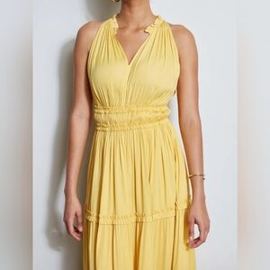 Tahari Yellow Halter Midi Dress